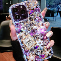 IPhone case DIY rhinestone mountain purple perfume
