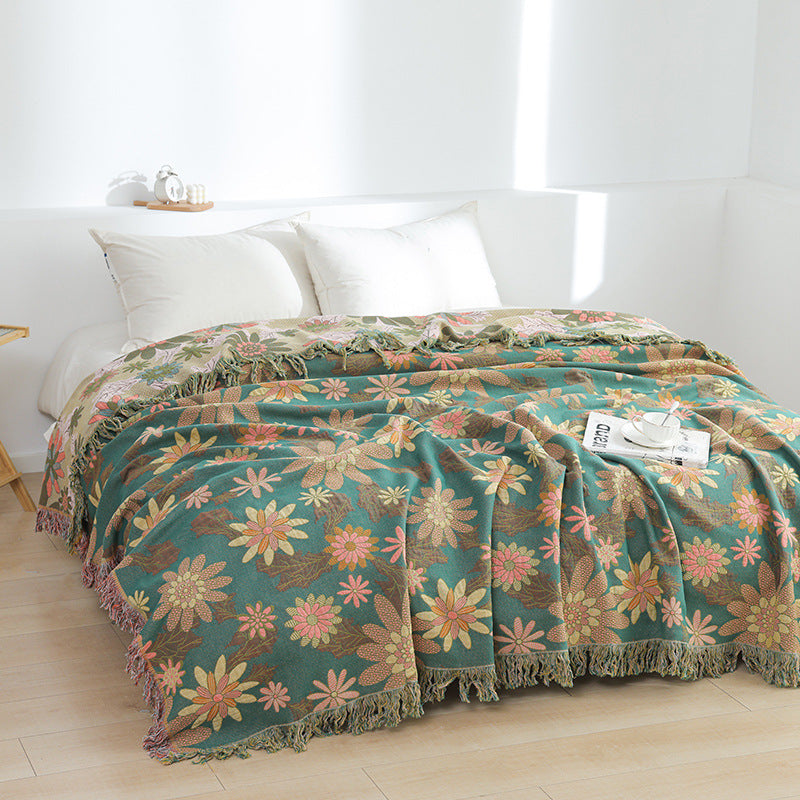 Lotus Flower Cotton Gauze Blanket