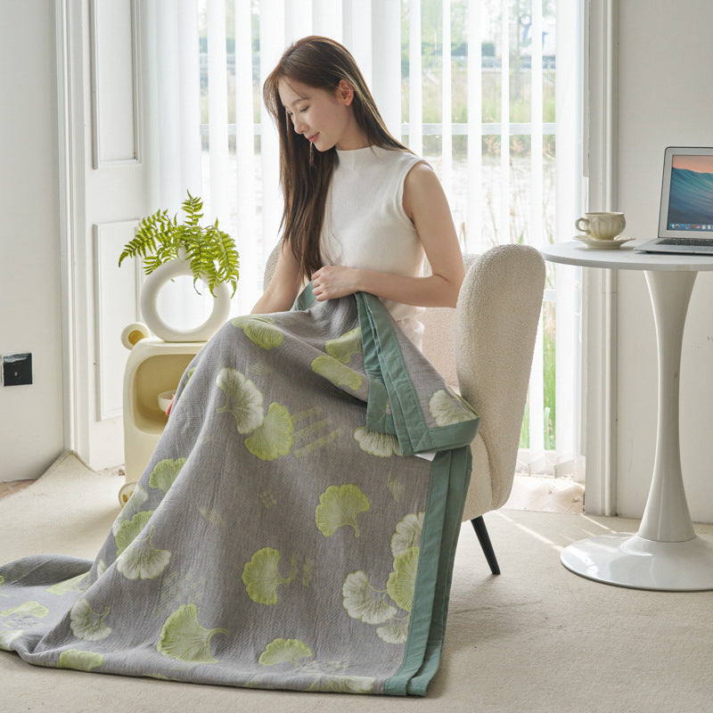 Dancing Ginkgo Cotton Gauze Blanket