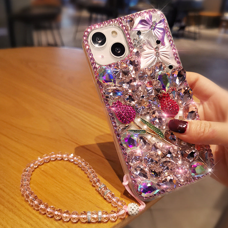 DIY iPhone Case with Rhinestones, Butterfly and Rose