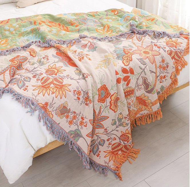 Flowery melody pure cotton blanket