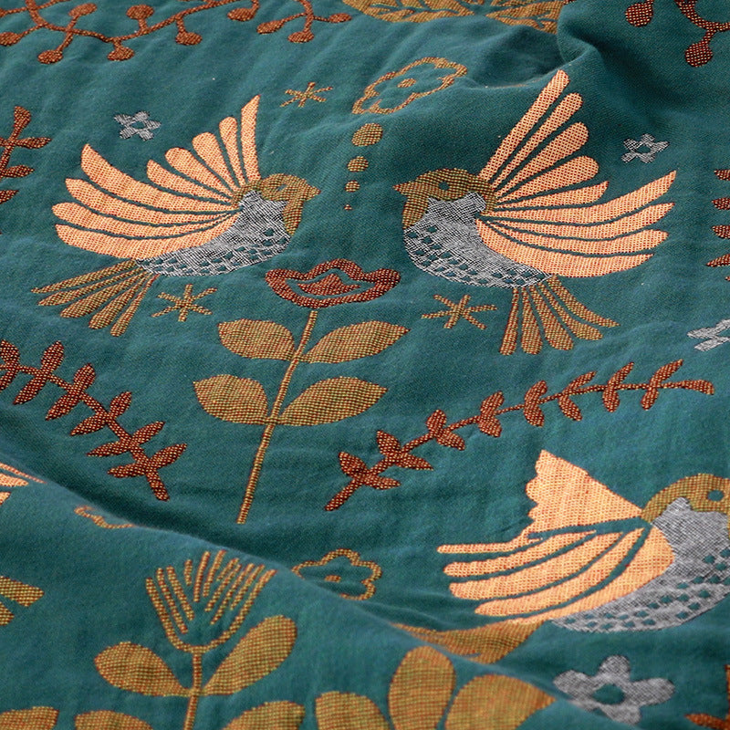 Spring Bird Cotton Yarn Blanket