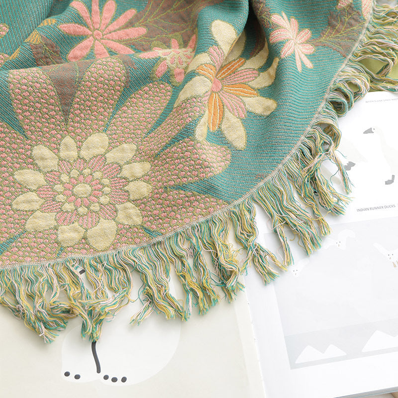 Lotus Flower Cotton Gauze Blanket