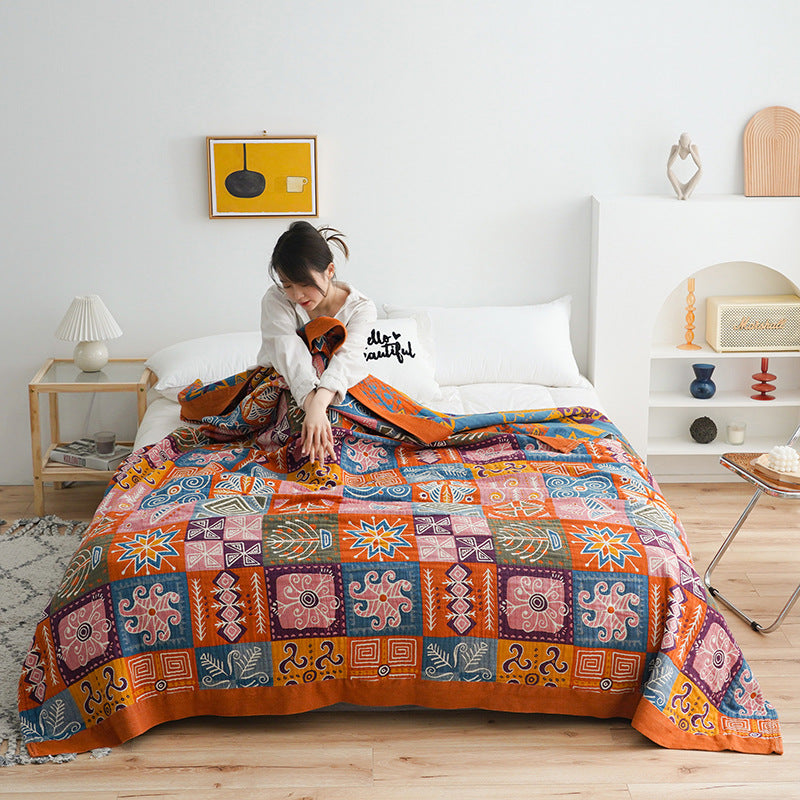 Square five-layer cotton gauze blanket