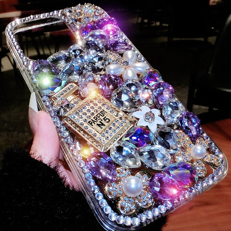 IPhone case DIY rhinestone mountain purple perfume