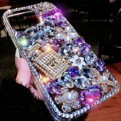 IPhone case DIY rhinestone mountain purple perfume