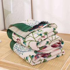 Green Meadow Cotton Gauze Blanket