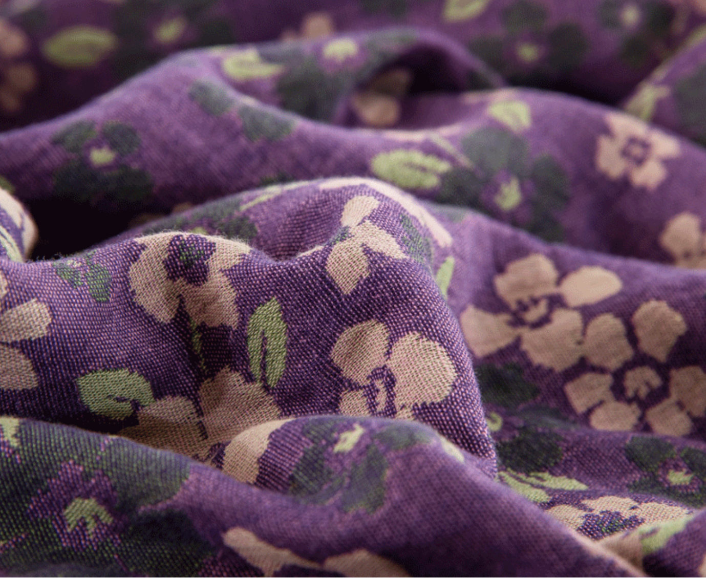 Purple Floral Cotton Gauze Bedding Sets