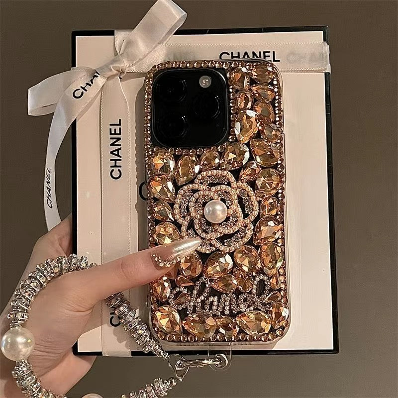 DIY iPhone Case with Rhinestone Camellia