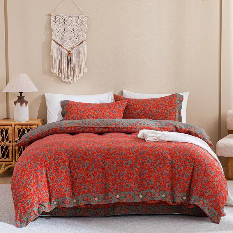 Floral cotton double yarn bedding sets