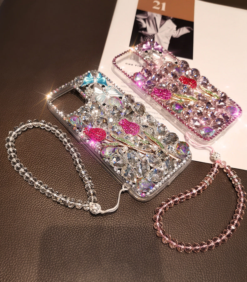 DIY iPhone Case with Rhinestones, Butterfly and Rose