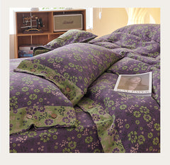 Purple Floral Cotton Gauze Bedding Sets